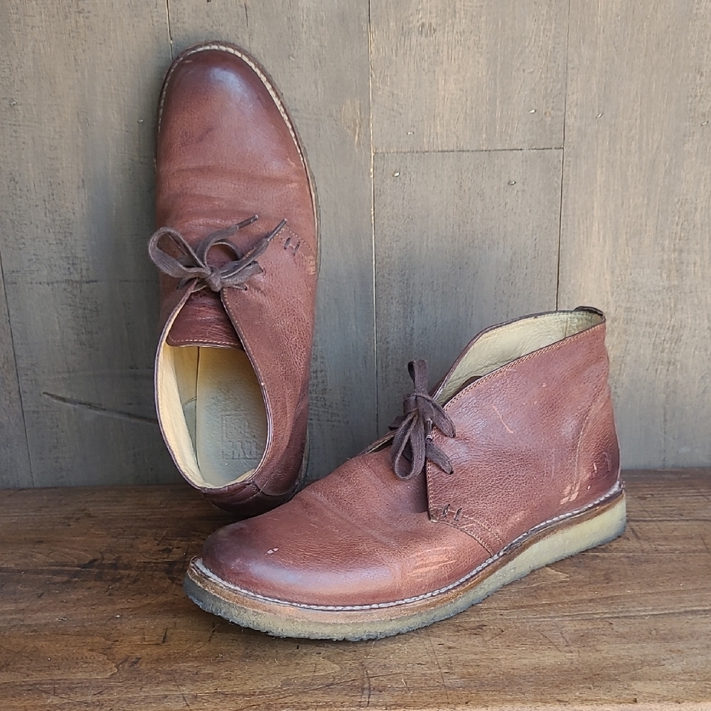 Frye Philip Crepe Chukka Boot Men's sz 11.5D Brown Leather Lace Up Shoes - Picture 1 of 12